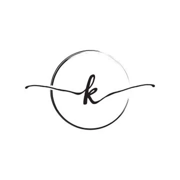 Letter K lowercase handwriting wiith circle brush Stock Illustration