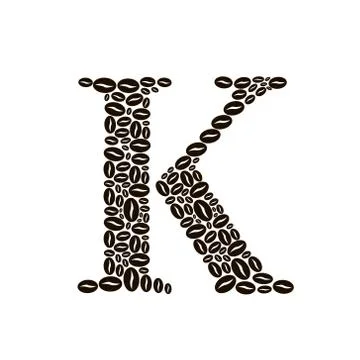 Letter k made of coffee beans vector set イラスト素材