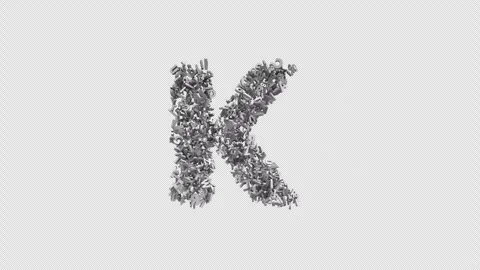 Letter K Made of Letters with Alpha Channel. 3D Font. Alphabet Letter Animation Video stock 304993253