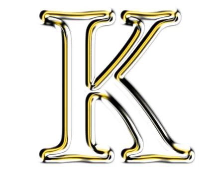 Letter k from metal solid alphabet. Illustrazione stock