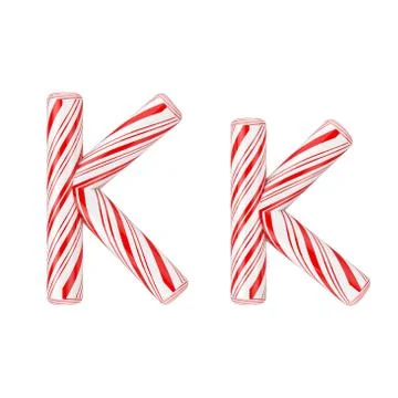 Letter K Mint Candy Cane Alphabet Collection Striped in Red Christmas Colour  Stock Illustration