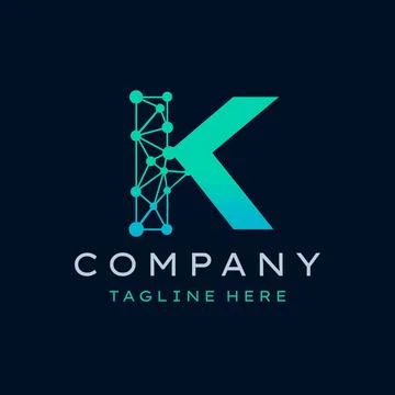 Letter K Molecule Logo, Bio tech Connect Dots Science Technology Logo Design  Stock Illustration