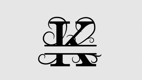 Letter K. Monogram, logo. Animated logo, floral design. Alpha channel Stock Footage 170745788
