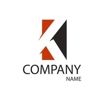 Letter K on negative space, abstraction, red and black logo Stock Illustration