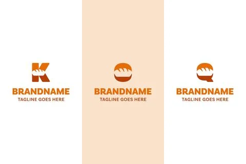 Letter K O Q Bread Modern Logo Set, symbolizing freshness, craftsmanship, a.. Stock Illustration