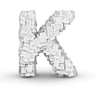 Letter K, page documents font Stock Illustration