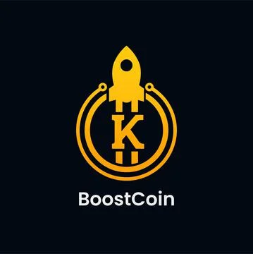 Letter K Rocket Boost Coin Logo Design Stock Illustration