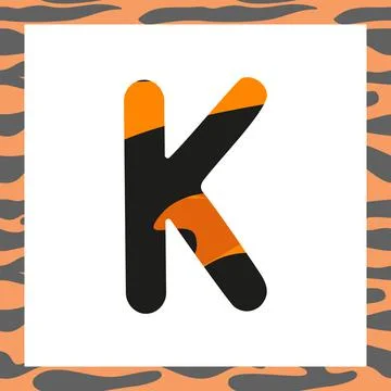Letter K with tiger pattern Stock Illustration