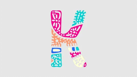 Letter K. Transparent Alpha channel. 4K video. Colorful bright multi-colored Video stock 154976953