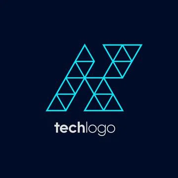 Letter K Triangle Polygon Tech Logo Stock Illustration