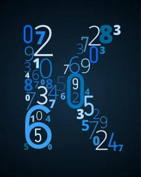 Letter K, vector font from numbers Stock Illustration