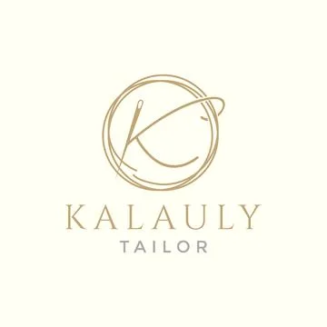 Letter K with yarn needle tailor logo design vector graphic symbol icon ill.. Stock Illustration