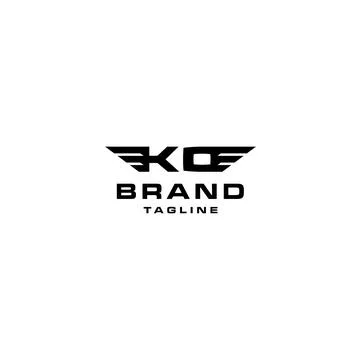 Letter KO with Wings Stock Illustration