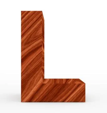 Letter L 3d wooden isolated on white Stock Illustration