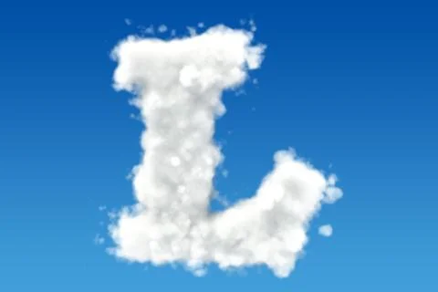 Letter L, alphabet from clouds in the sky. 3D rendering Stockillustratie