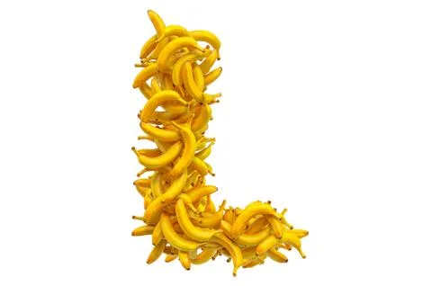 Letter L from bananas, 3D rendering Stock Illustration