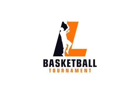Letter L with Basketball Logo Design. Vector Design Template Elements for S.. Illustrazione stock