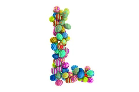 Letter L from colored Easter eggs, 3D rendering Stock Illustration