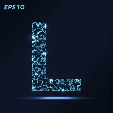 The letter L consists of points, lines and triangles. Vector illustration. Stock Illustration