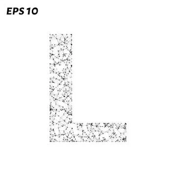 The letter L consists of points, lines and triangles. Vector illustration. Stock Illustration