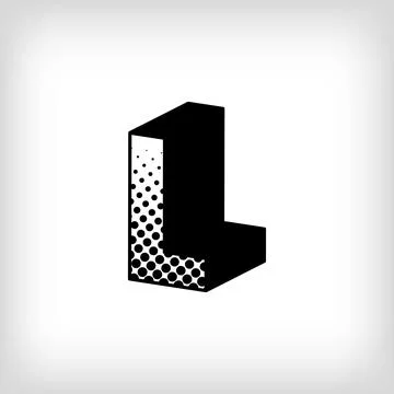 Letter L with creative shadow, pop art dot design alphabet sign. Stock Illustration
