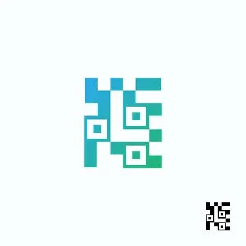 Letter L creative technological modern data pixel QR Code logo Illustrazione stock