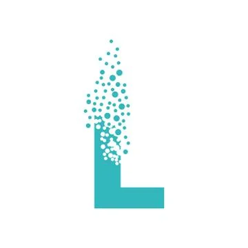 Letter L dispersing into a cloud of bubbles Stock Illustration