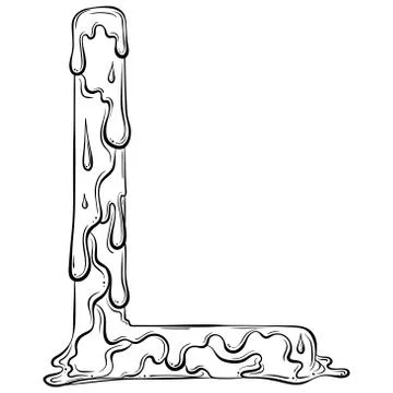 Letter L with flow drops Stock Illustration