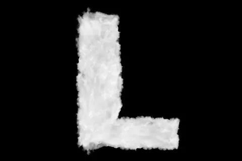 Letter L font shape element made of cloud on black Stock Illustration