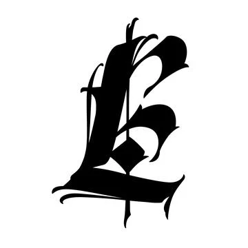 Letter L, in the Gothic style. Vector. Alphabet. Calligraphy and lettering. M Stock Illustration