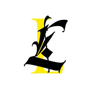 Letter L, in the Gothic style. Vector. Alphabet. The symbol is isolated on a Stock Illustration
