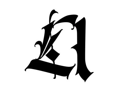 Letter L, in the Gothic style. Vector. Alphabet. The symbol is isolated on a Stock Illustration