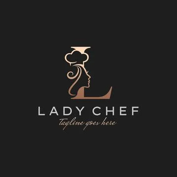 Letter L Lady Chef, Initial Beauty Cook Logo Design Vector Stock-Illustration