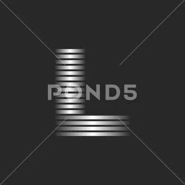 Letter L logo design with thin horizontal and parallel lines, linear ...