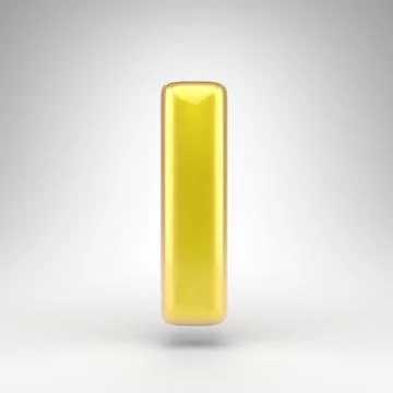 Letter L lowercase on white background. Yellow car paint 3D letter with gloss イラスト素材