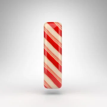 Letter L lowercase on white background. Candy cane 3D letter with red and whi イラスト素材