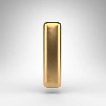 Letter L lowercase on white background. Golden 3D rendered font with gloss me Иллюстрация