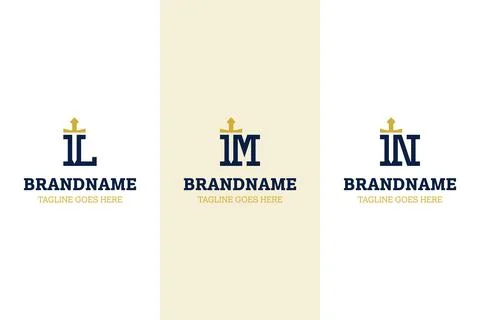Letter L M N Sword Luxury Logo Set, symbolizing strength, prestige, and tim.. Stock-Illustration