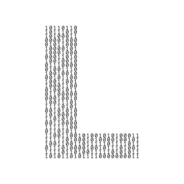 Letter L made from binary code digits. Technology background Stockillustratie