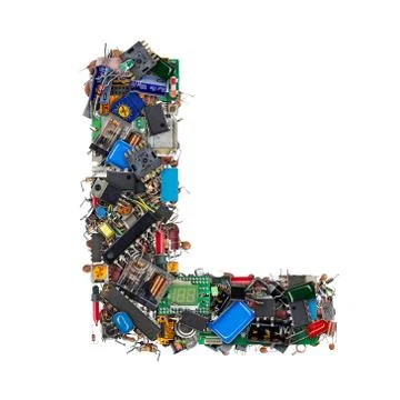 Letter L made of electronic components Stock Photos