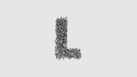 Letter L Made of Letters with Alpha Channel. 3D Font. Alphabet Letter Animation Video stock 304993256