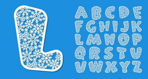 Letter L made from snowflakes.  Stock Illustration