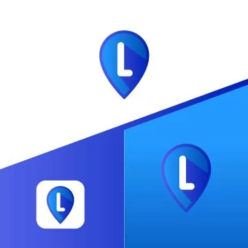 Letter L With Map Pointer icon or logo design template elements Illustrazione stock