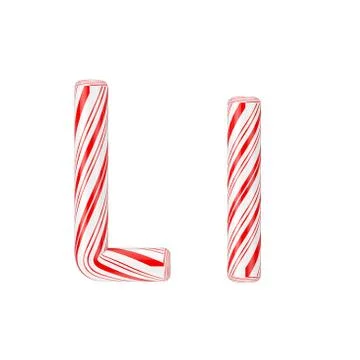 Letter L Mint Candy Cane Alphabet Collection Striped in Red Christmas Colour  Stock-Illustration