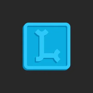 Letter L monogram 3D logo resembling an isometric square-shaped blue wax se.. Stock-Illustration