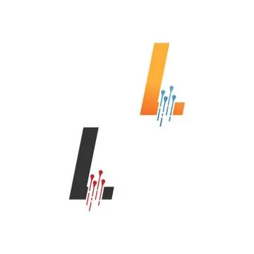 Letter L  simple  tech logo with circuit lines style icon Stock Illustration