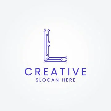 Letter L technology line dot connection logo design vector Stock Illustration