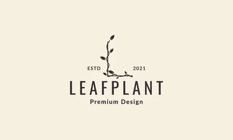 Letter L with vines leaf logo symbol vector icon illustration graphic design Stock Illustration