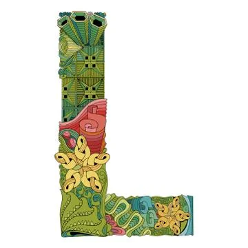 Letter L zentangle. Vector decorative object Stock Illustration