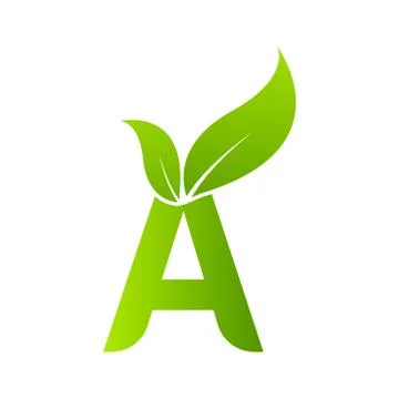 Letter A with leaf element, Ecology concept Stock Illustration
